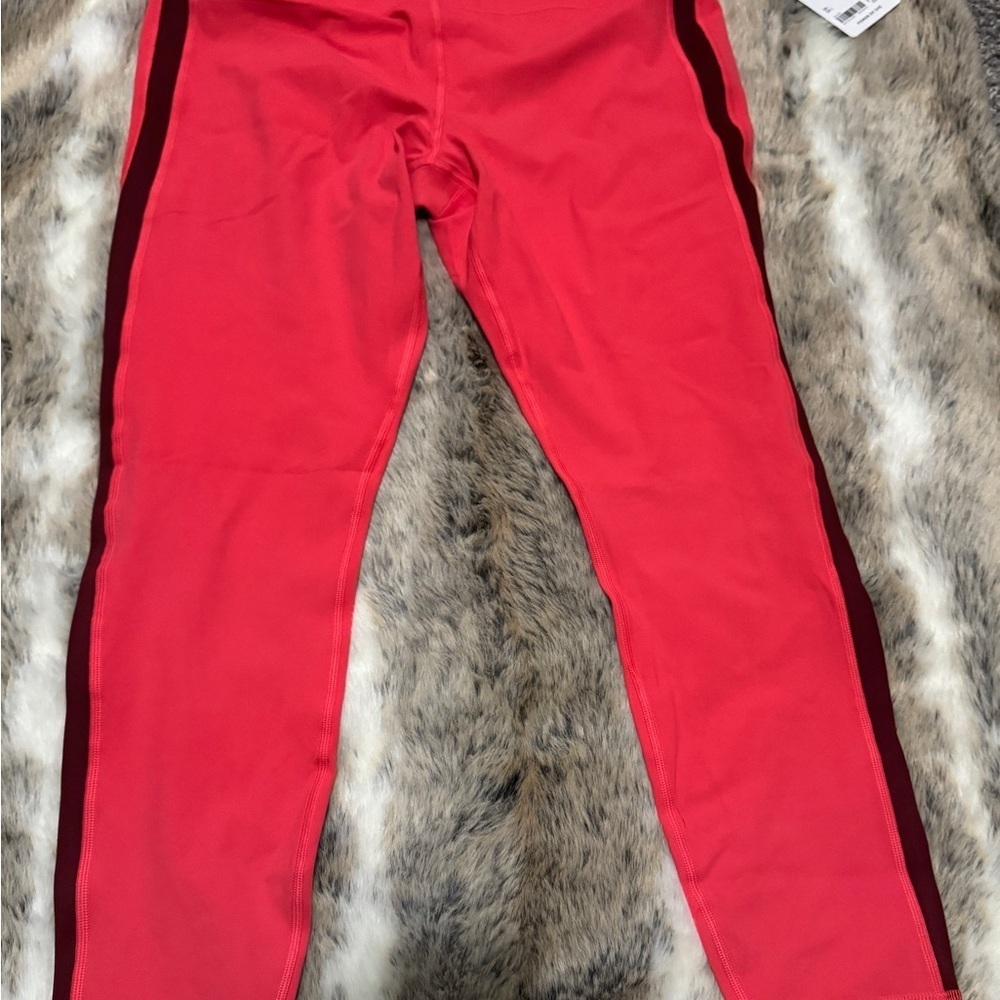NWT ATHLETA Elation Colorblock 7/8 tight Vibrant Coral Leggings Size L